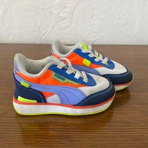 Puma Toddler 5C Future Rider Lollipop Kicks Sneakers White, Blue, Yellow, Orange